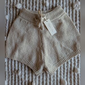 Rylee + Cru High Waist Knit Shorts in Cream